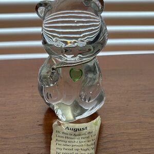 Fenton Crystal Bear with Green Heart